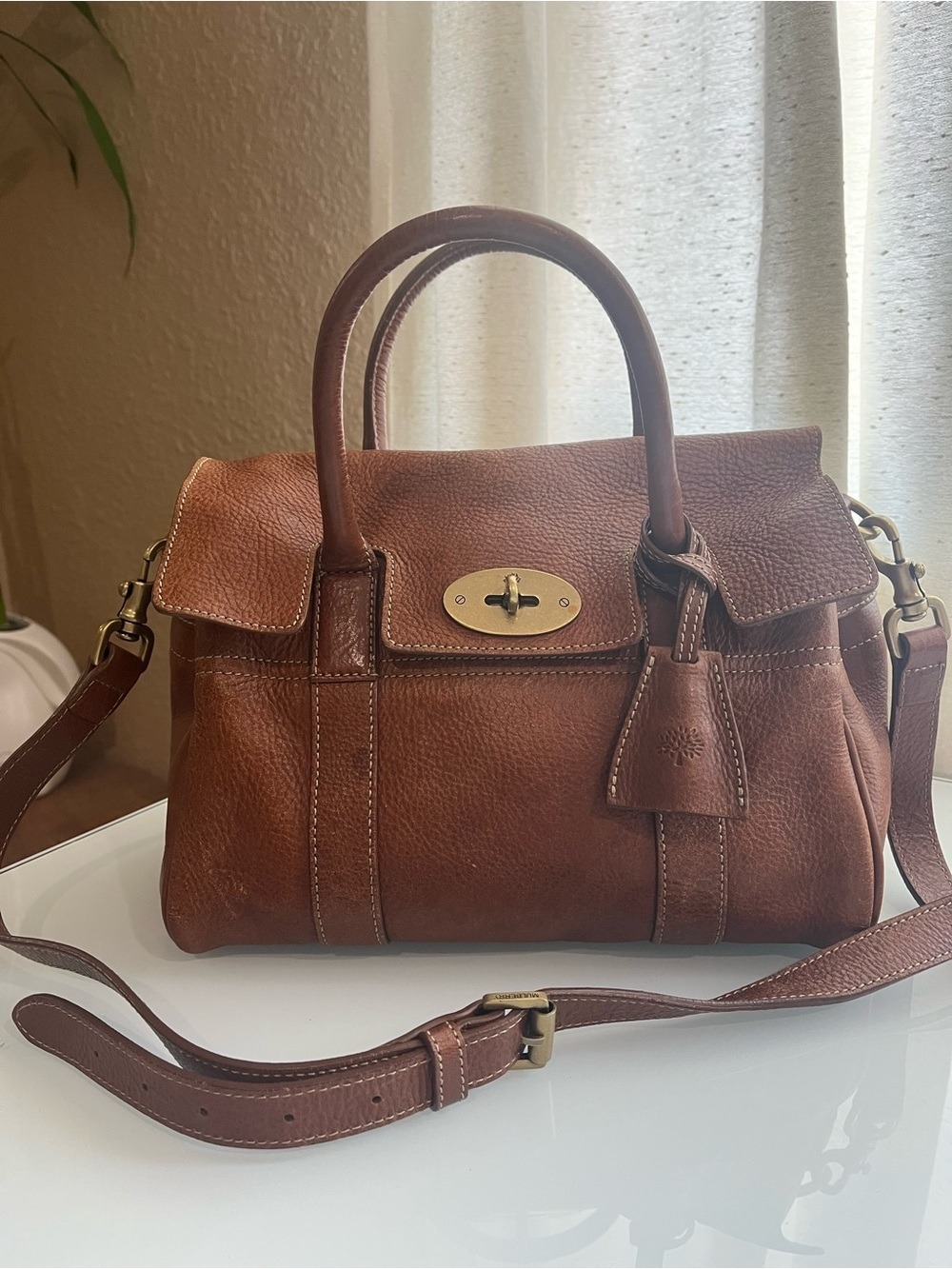 MULBERRY SMALL OAK BROWN GRAINED LEATHER BAYSWATER SATCHEL - Picture 16 of 16